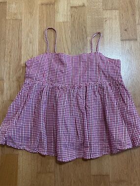 NAKD Cotton Open Back Strap Top on checkered red size EU 34